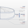 Découpe matelas bébé ovale de 4cm, dimensions 50x80cm