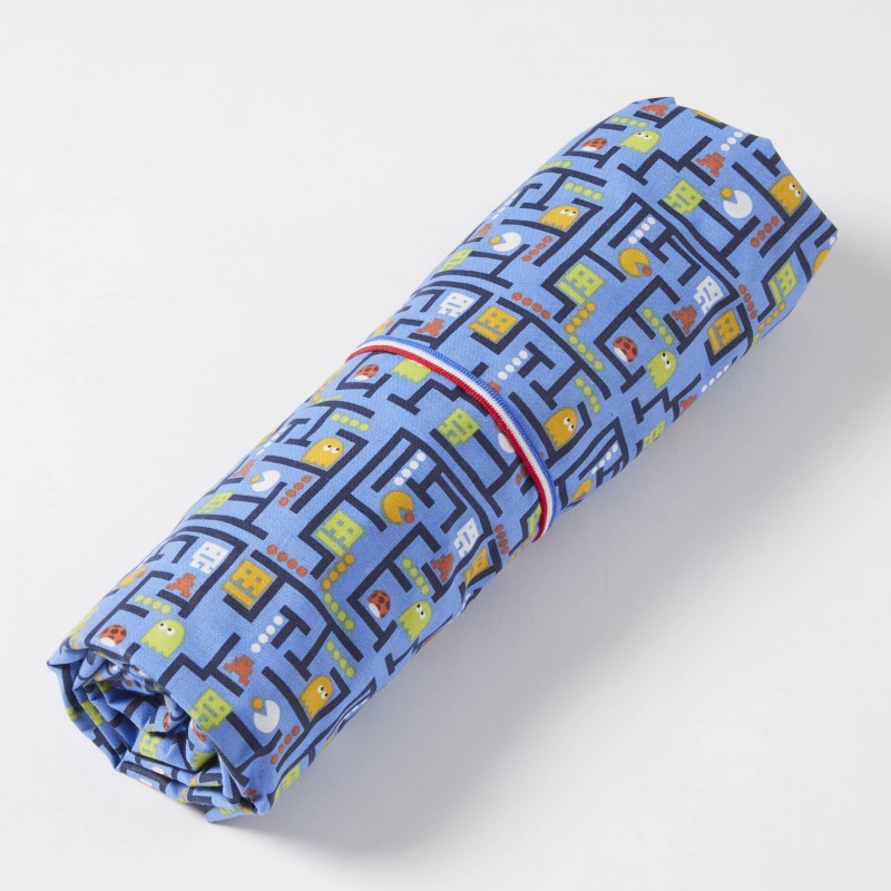 Drap housse Arcade bleu roulé