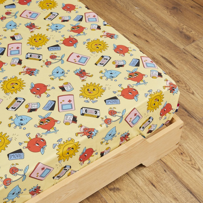 Zoom sur le motif drap housse rétro