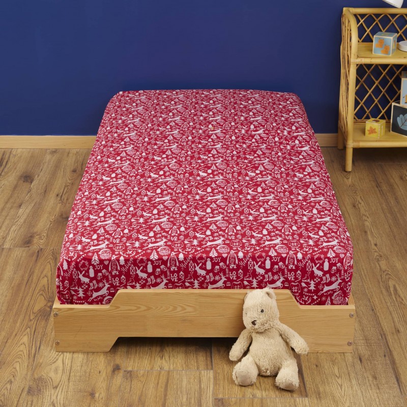 Drap housse Noël Rouge