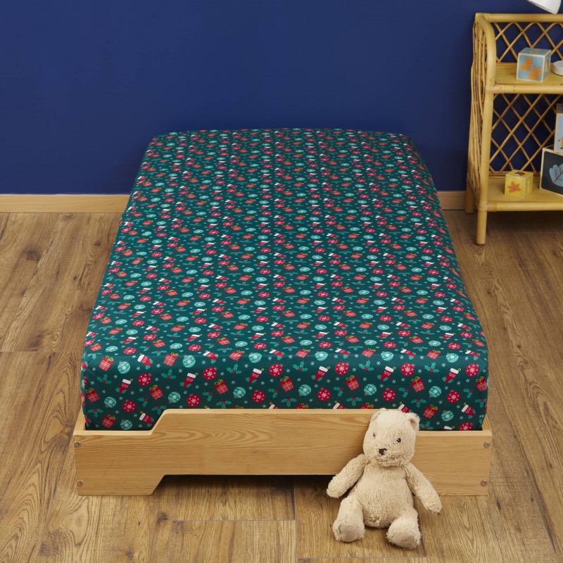 Drap housse Noël Vert