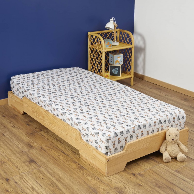 Drap housse Animaux Hiver blanc