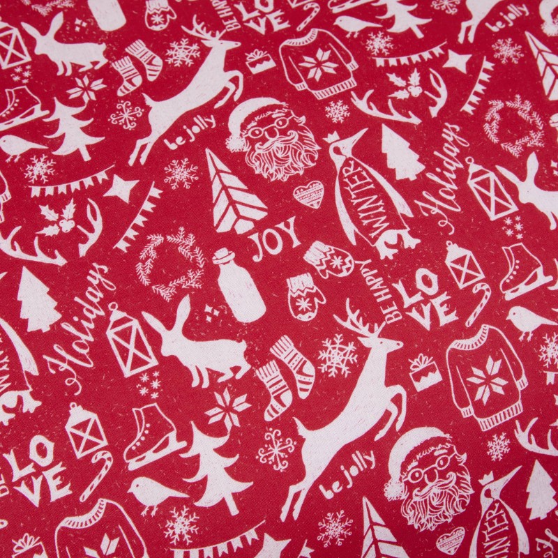 Zoom motifs Parure de lit Noël Rouge