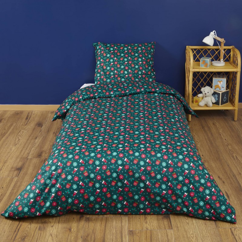 Parure de lit Noël Vert