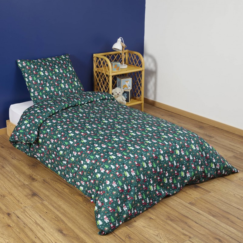 Parure de lit Noël Verte Santa