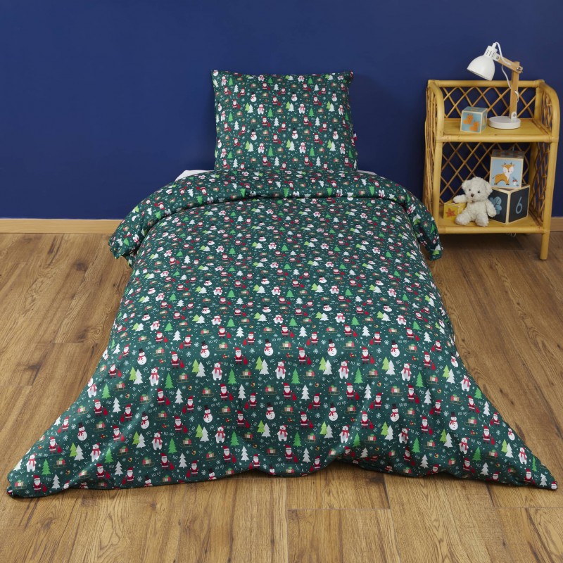 Parure de lit Noël Verte Santa