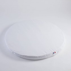 Drap housse matelas rond adulte 100% coton blanc