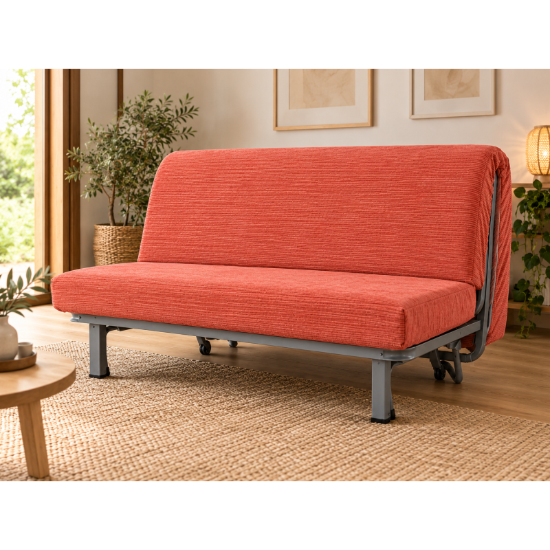 Matelas BZ velours côtelé corail – mousse HR 35 kg/m³