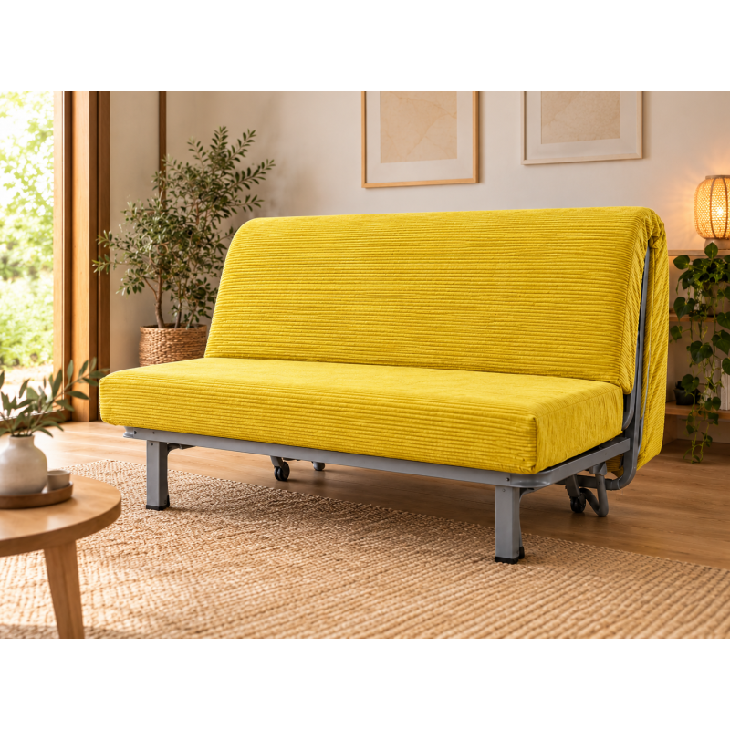 Matelas BZ velours côtelé jaune – mousse HR 35 kg/m³