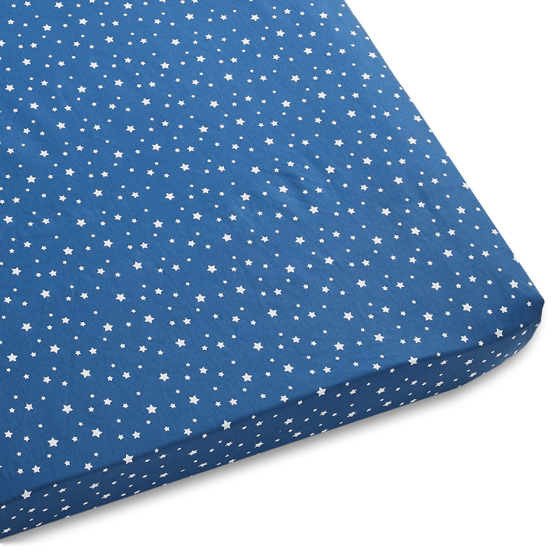 Drap housse pour bebe nuit etoilee bleu